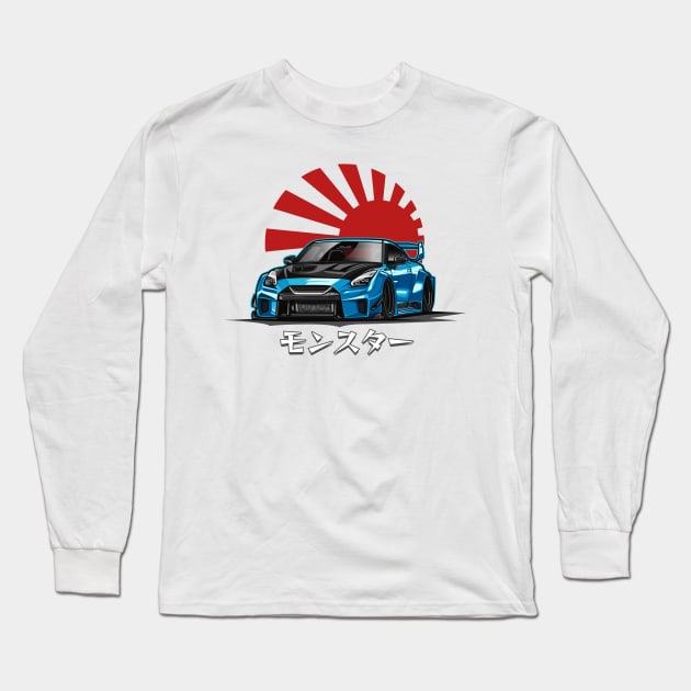 Skyline GTR R35 (Blue) Long Sleeve T-Shirt by Jiooji Project